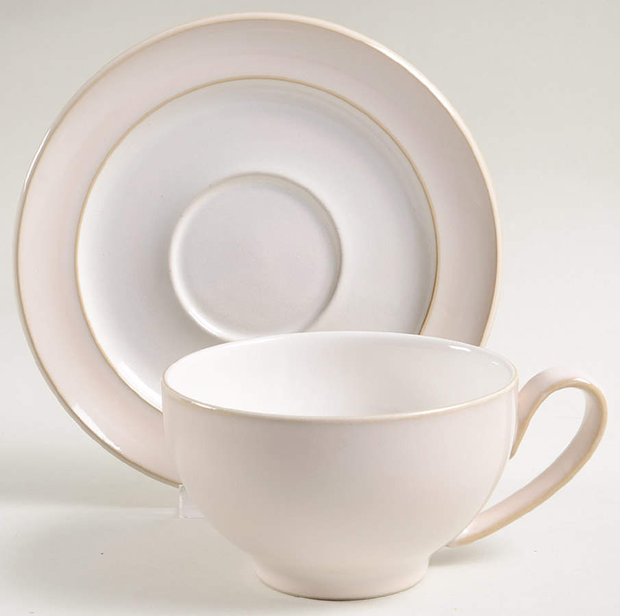 Natural Pearl Footed Cup & Saucer Set by Denby-Langley-1