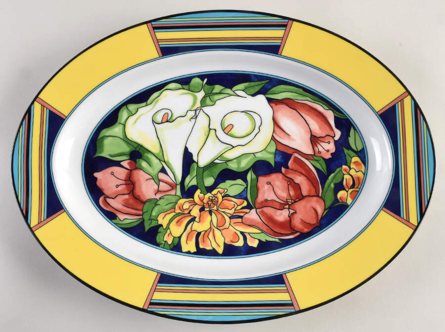 Helen's Garden 14" Oval Serving Platter by Denise Ford Designs-1