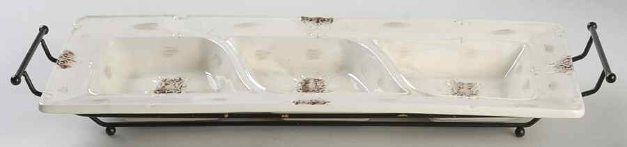 Antique Baroque 3 Part Rectangular Divided Server w/Metal Stand by D'Lusso Home Collection-1