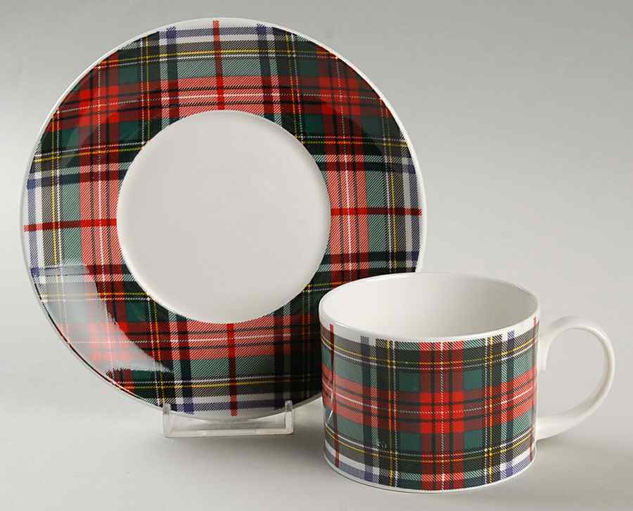 Tartan Flat Cup & Saucer Set by Dunoon-1