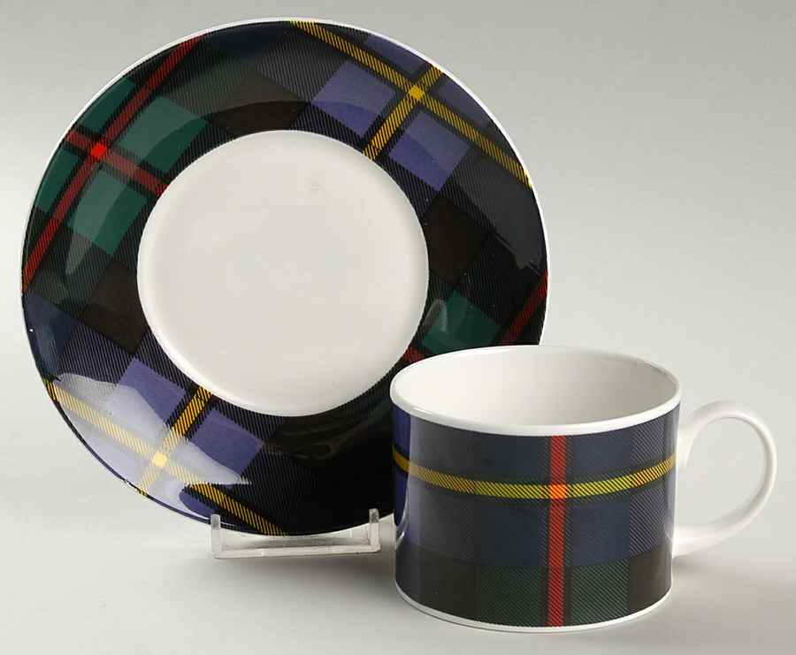 Tartan Flat Cup & Saucer Set by Dunoon-1