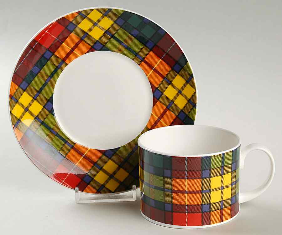 Tartan Flat Cup & Saucer Set by Dunoon-1