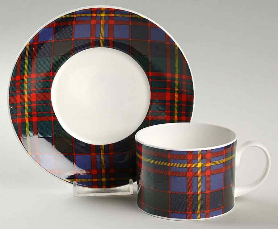 Tartan Flat Cup & Saucer Set by Dunoon-1