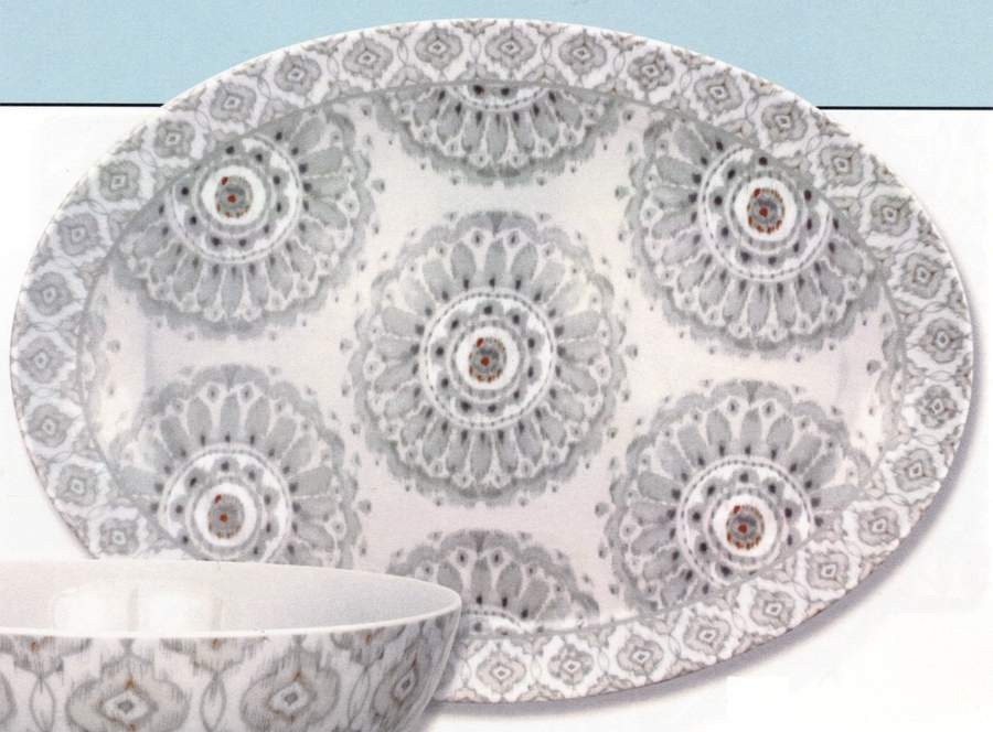 Jaida Bone 14" Oval Serving Platter by Dena Home-1