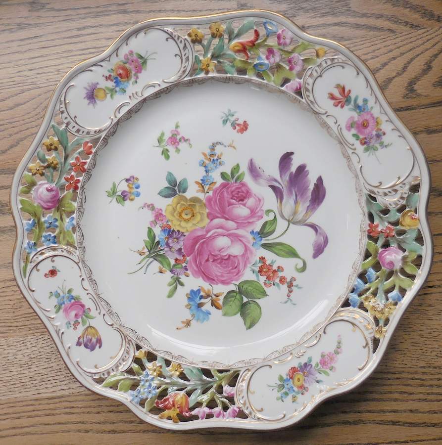 DRW8 13" Pierced Plate by Dresden Works (Saxony)-1