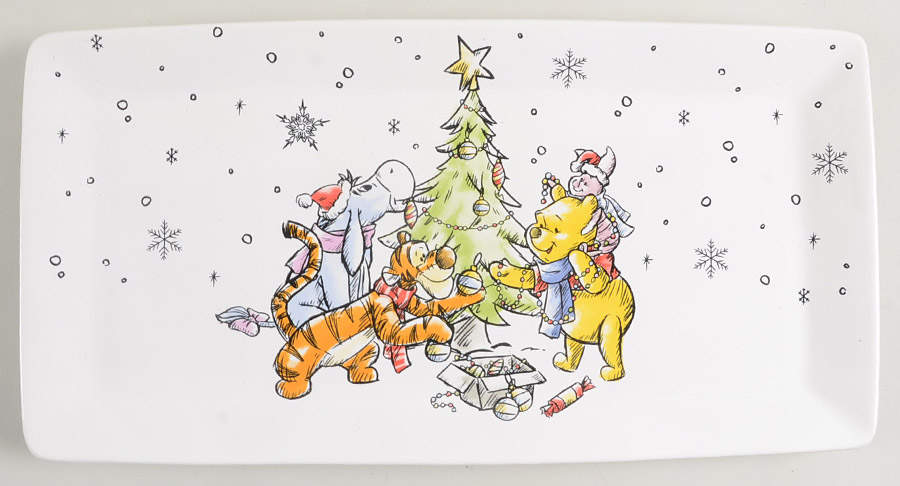 Pooh Christmas 14" Rectangular Serving Platter by Zrike-1