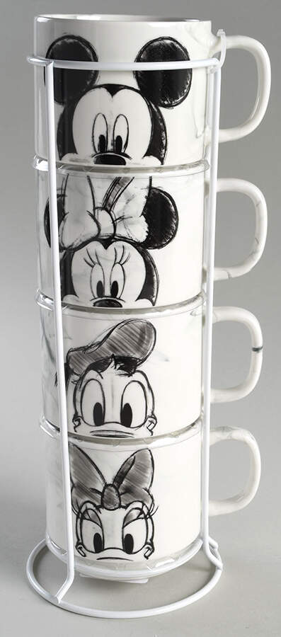 Mickey Mouse and Friends (Miscellaneous) Stackable Mug - Set of 4 & Metal Holder by Zrike-1
