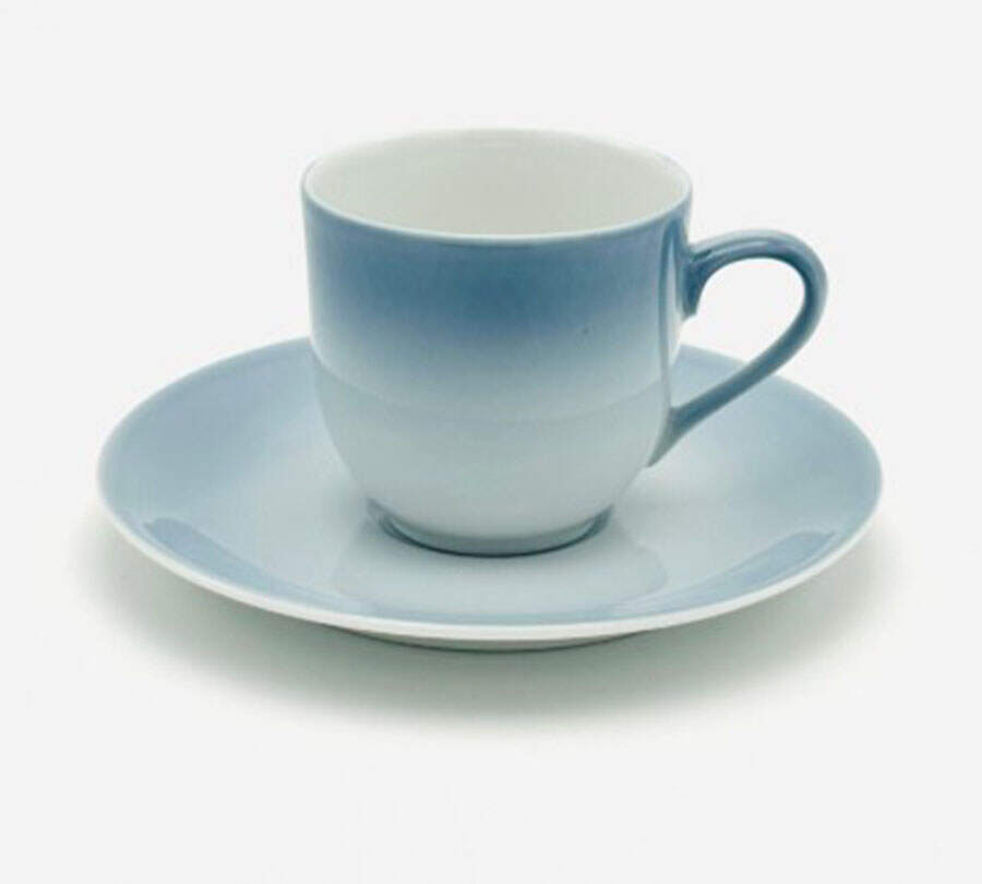 Nuage-Blue Gray, Green Or Grey Flat Demitasse Cup & Saucer Set by Philippe Deshoulieres-1