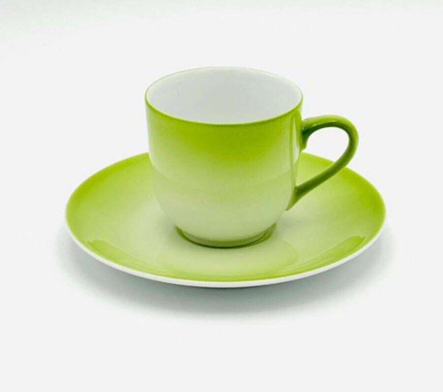 Nuage-Blue Gray, Green Or Grey Flat Demitasse Cup & Saucer Set by Philippe Deshoulieres-1
