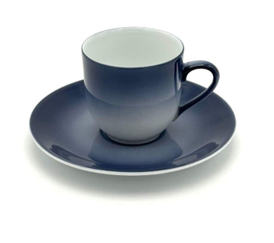 Nuage-Blue Gray, Green Or Grey Flat Demitasse Cup & Saucer Set by Philippe Deshoulieres-1