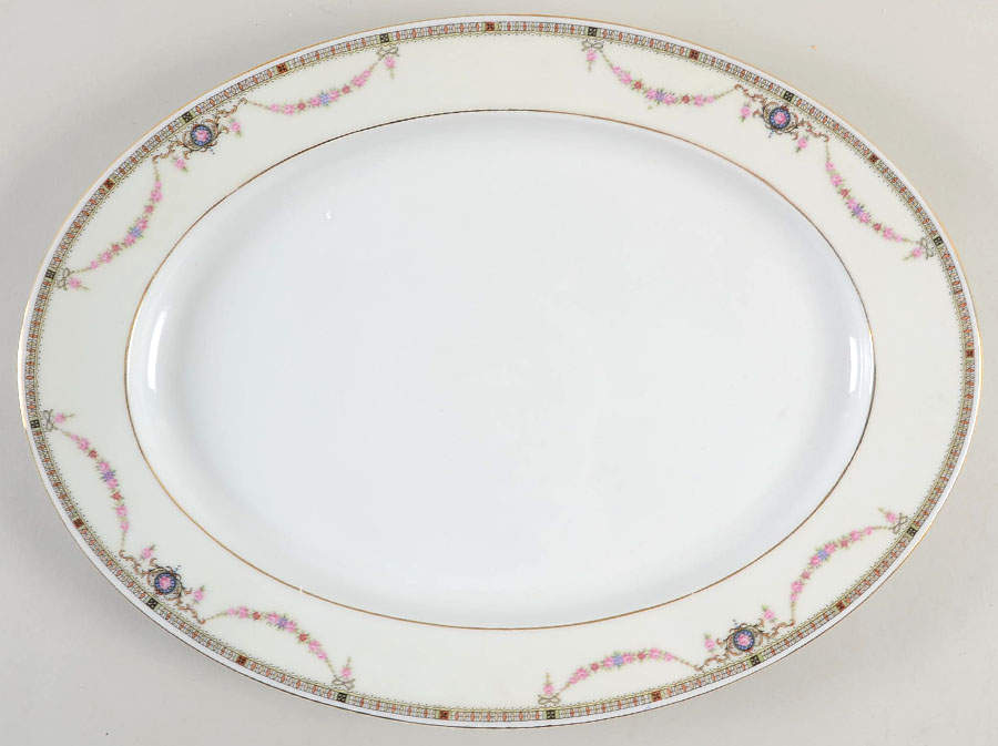 EAM3 (CREAM RIM) 16" Oval Serving Platter by E & A Muller-1