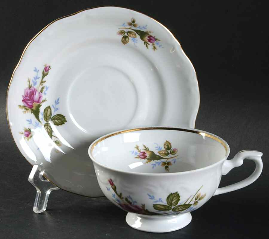 Majestic Rose Footed Cup & Saucer Set by Embassy (Poland)-1