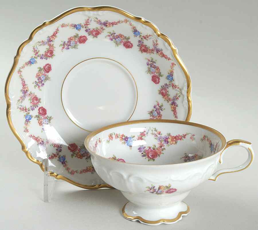 Victoria Footed Cup & Saucer Set by Edelstein-1