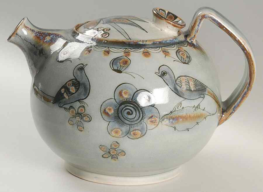 El Palomar Blue Teapot & Lid by Ken Edwards Pottery-1