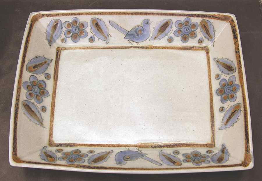 El Palomar Blue 14" Rectangular Serving Platter by Ken Edwards Pottery-1