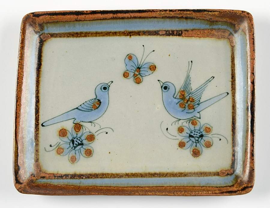 El Palomar Blue 8" Rectangular Serving Platter by Ken Edwards Pottery-1