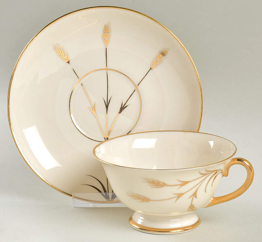 California Wheat Footed Cup & Saucer Set by El Camino-1