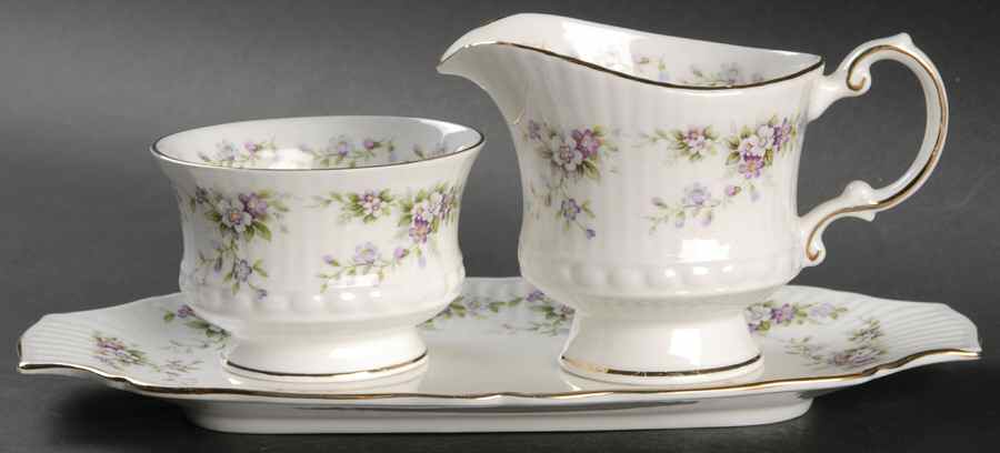 Chantilly Creamer & Open Sugar with Tray by Elizabethan-1