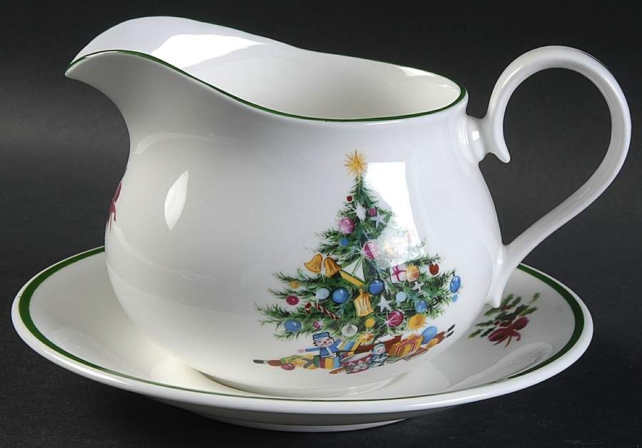 Seasons Greetings Round Gravy Boat & Underplate by Elizabethan-1
