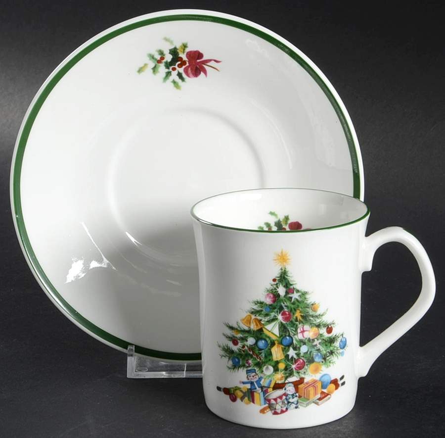 Seasons Greetings Flat Cup & Saucer Set by Elizabethan-1