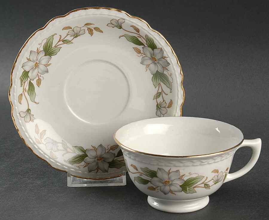 Dogwood Footed Cup & Saucer Set by Embassy (American)-1