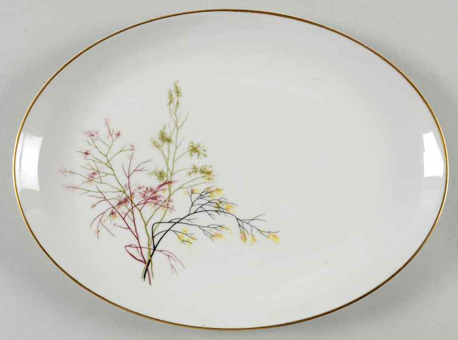 EMB2 (Gold Trim) 11" Oval Serving Platter by Embassy (American)-1