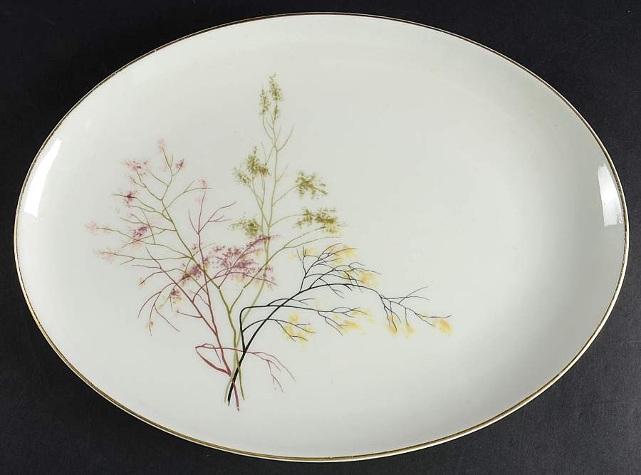 EMB2 (Gold Trim) 13" Oval Serving Platter by Embassy (American)-1