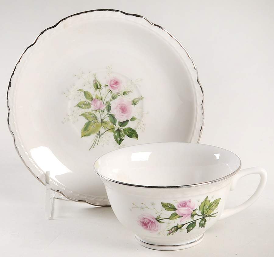 EMB7 Footed Cup & Saucer Set by Embassy (American)-1