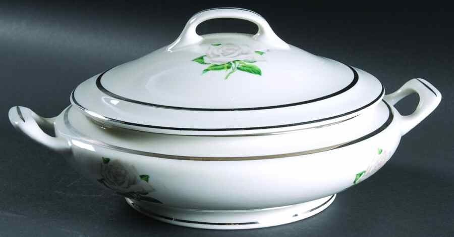 Gray Rose Round Covered Vegetable by Embassy (American)-1