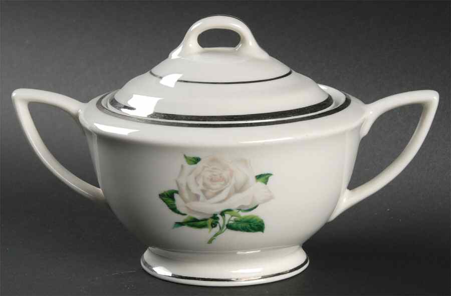 Gray Rose Sugar Bowl & Lid by Embassy (American)-1