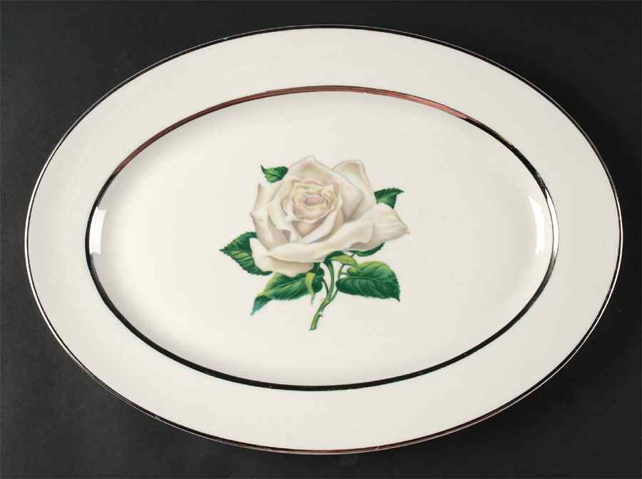 Gray Rose 13" Oval Serving Platter by Embassy (American)-1