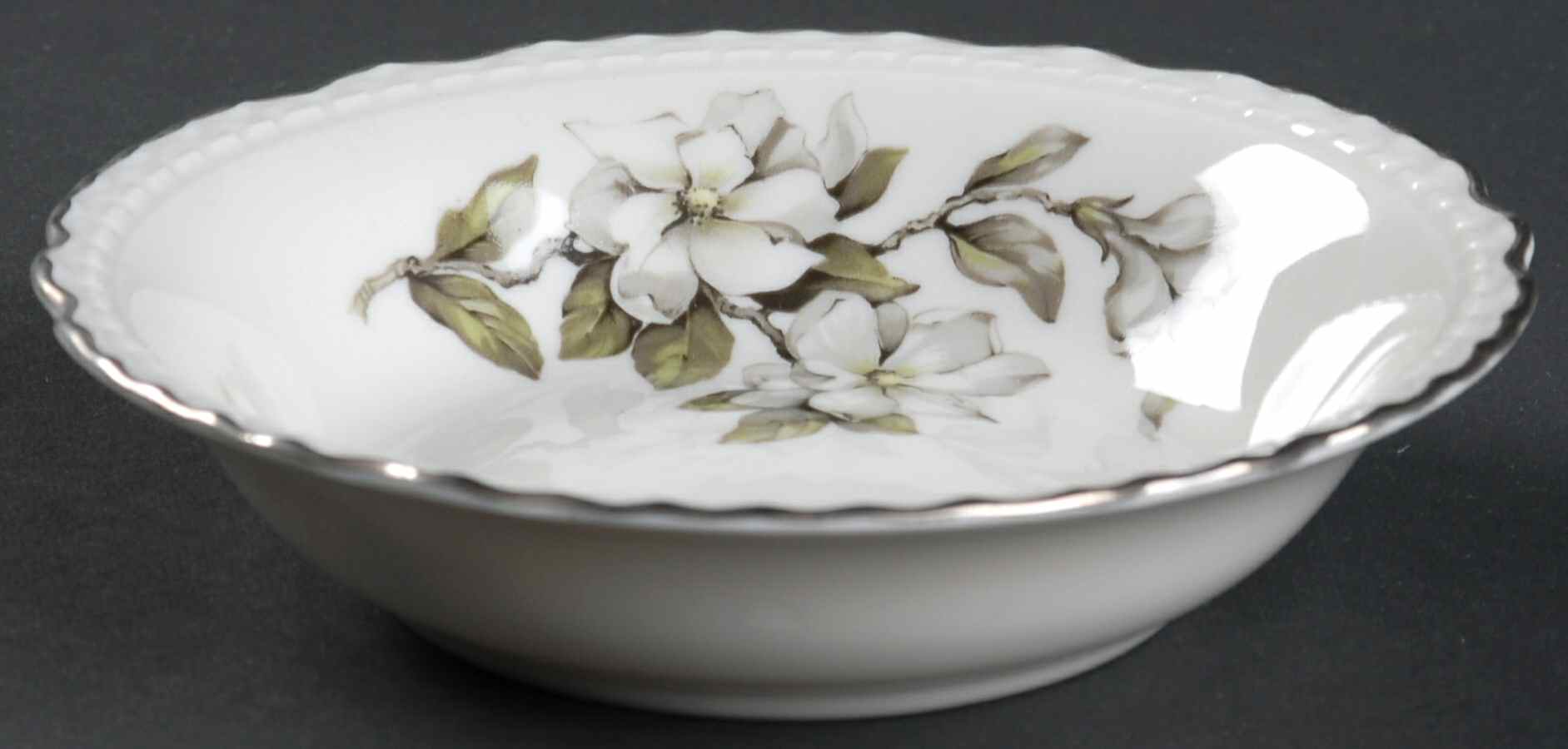 Silver Gardenia (Rim, Scalloped) Fruit/Dessert (Sauce) Bowl by Embassy (American)-1
