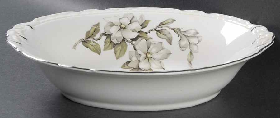 Silver Gardenia (Rim, Scalloped) 10" Oval Vegetable Bowl by Embassy (American)-1