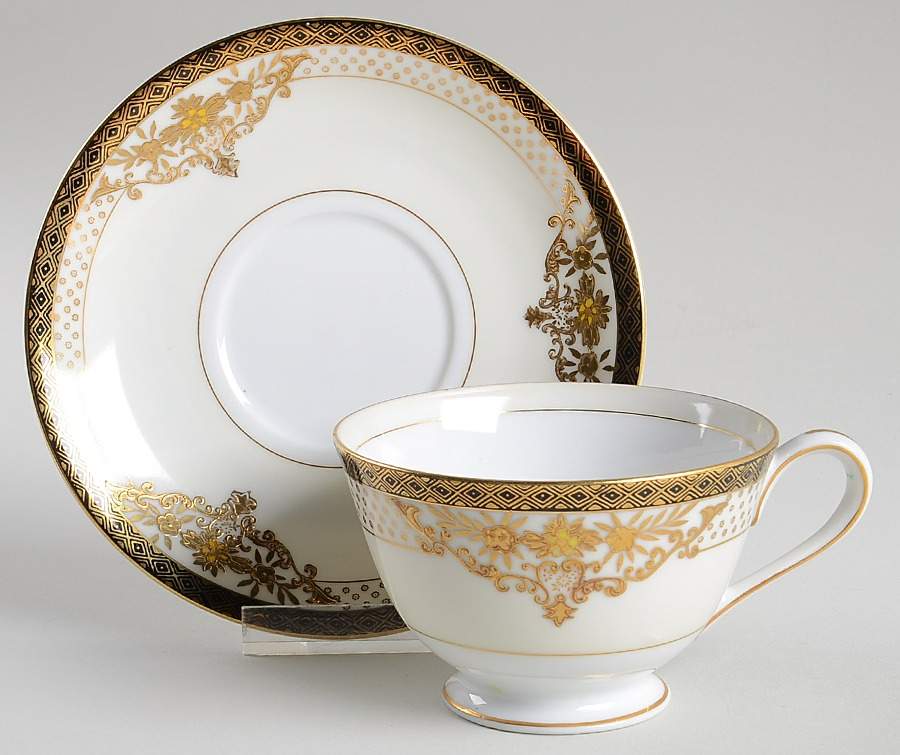 Ambassador Footed Cup & Saucer Set by Empress (Japan)-1