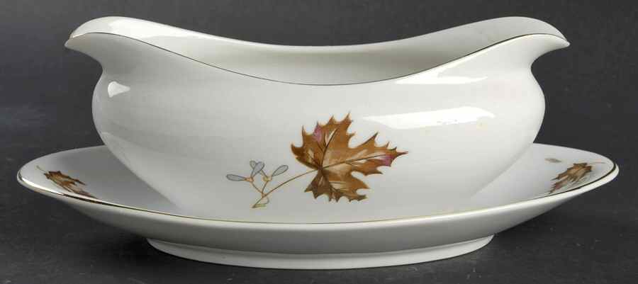 Autumn Leaves Gravy Boat with Attached Underplate by Empress (Japan)-1