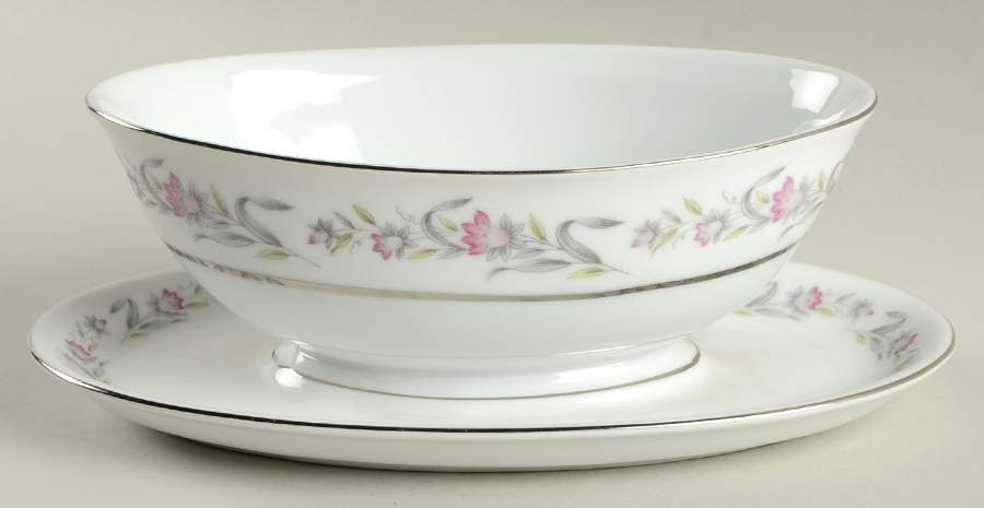 Bella Flora Gravy Boat with Attached Underplate by Empress (Japan)-1
