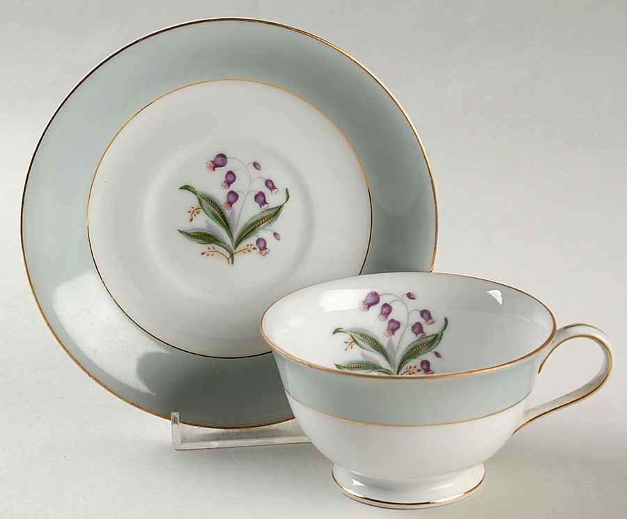 Blue Belle Footed Cup & Saucer Set by Empress (Japan)-1