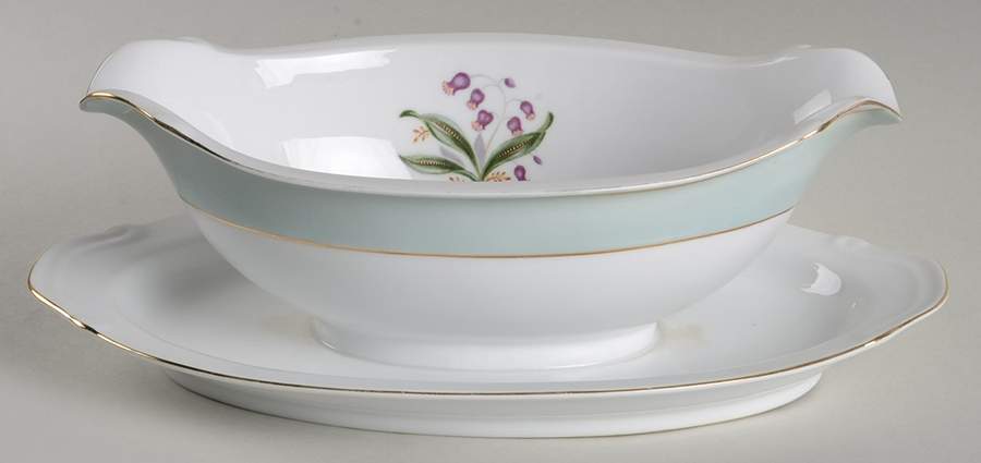 Blue Belle Gravy Boat with Attached Underplate by Empress (Japan)-1