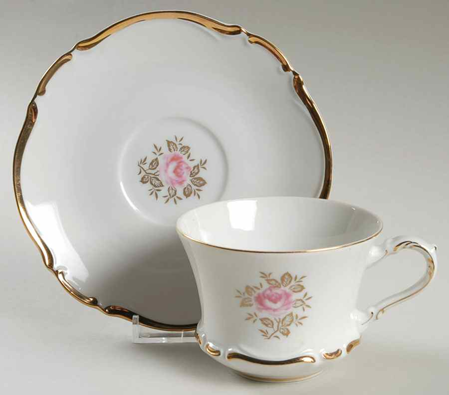 Elegant Rose Flat Cup & Saucer Set by Empress (Japan)-1