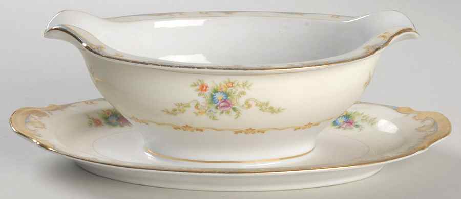 EMP24 (JAPAN) Gravy Boat with Attached Underplate by Empress (Japan)-1