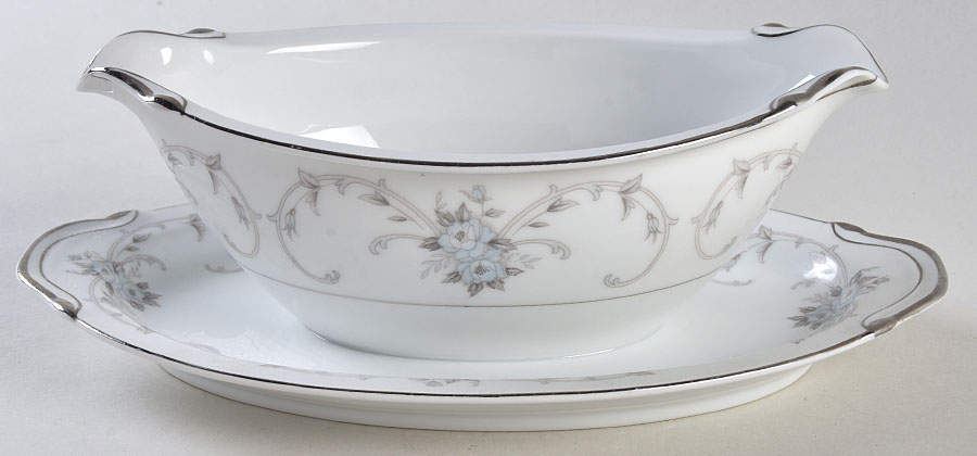 Fleurette Gravy Boat with Attached Underplate by Empress (Japan)-1