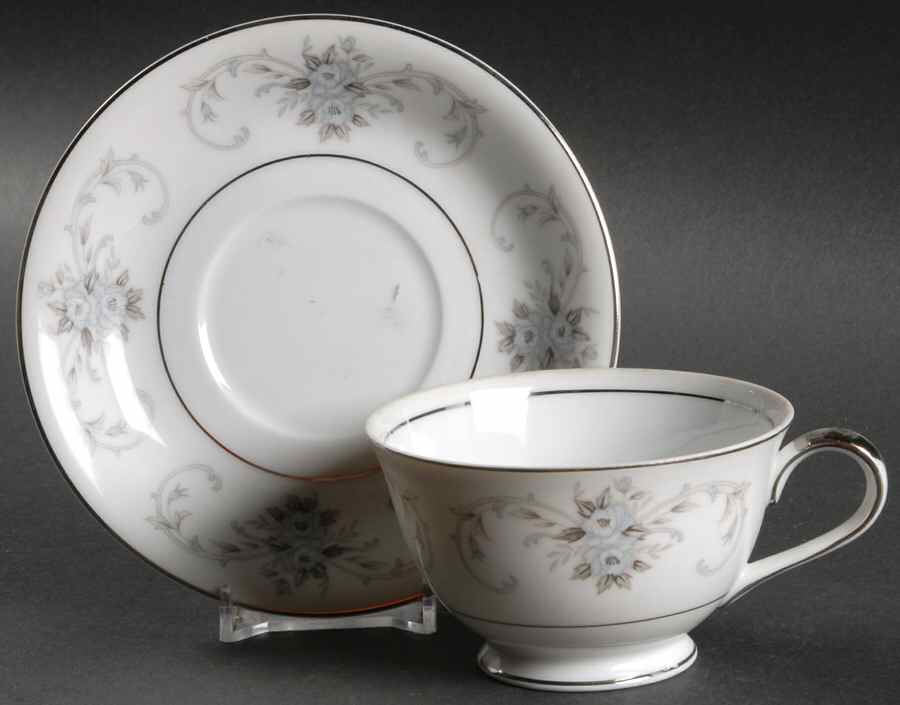Fleurette Footed Cup & Saucer Set by Empress (Japan)-1