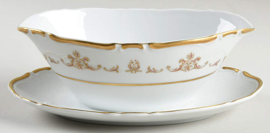 Florence Gravy Boat with Attached Underplate by Empress (Japan)-1