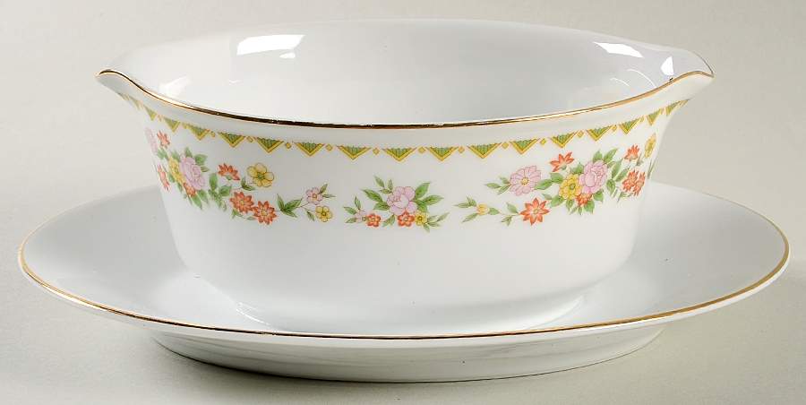 Gaiety Gravy Boat with Attached Underplate by Empress (Japan)-1