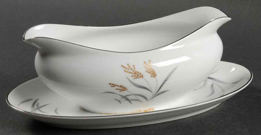 Golden Breeze Gravy Boat with Attached Underplate by Empress (Japan)-1
