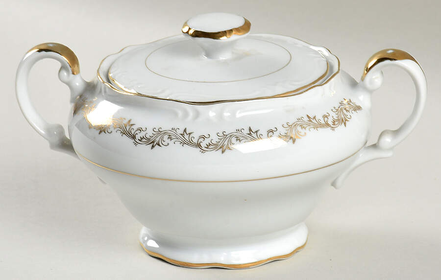Golden Garland Sugar Bowl & Lid by Empress (Japan)-1