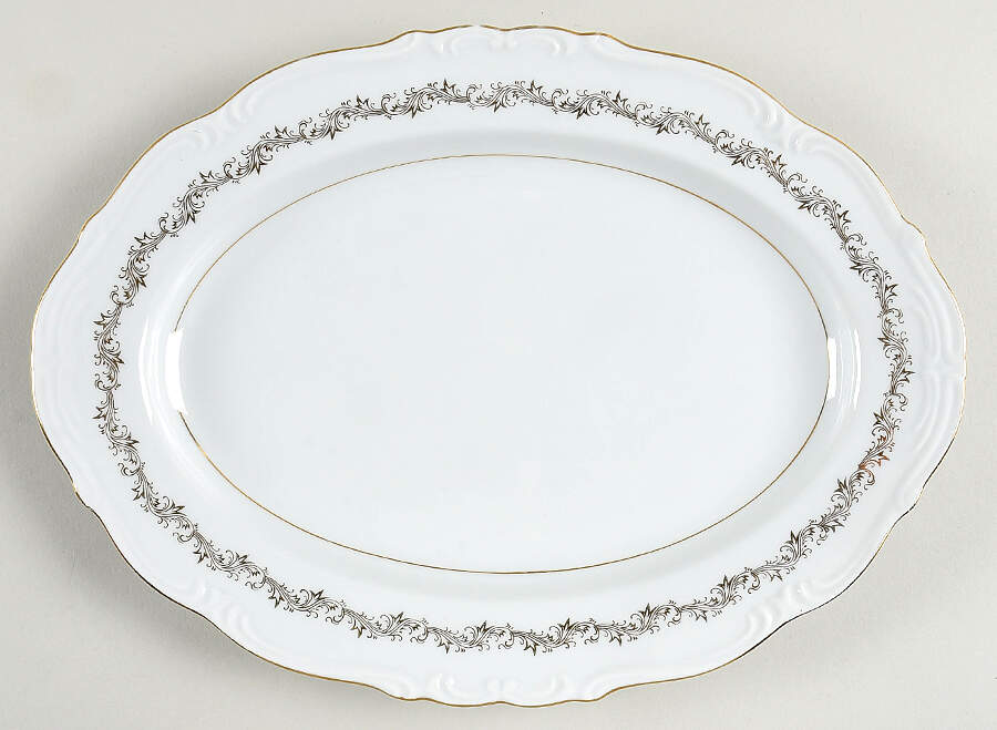 Golden Garland 12" Oval Serving Platter by Empress (Japan)-1