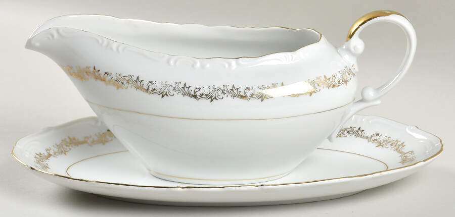 Golden Garland Gravy Boat & Underplate by Empress (Japan)-1