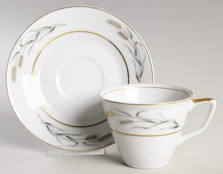 Golden Harvest Flat Cup & Saucer Set by Empress (Japan)-1
