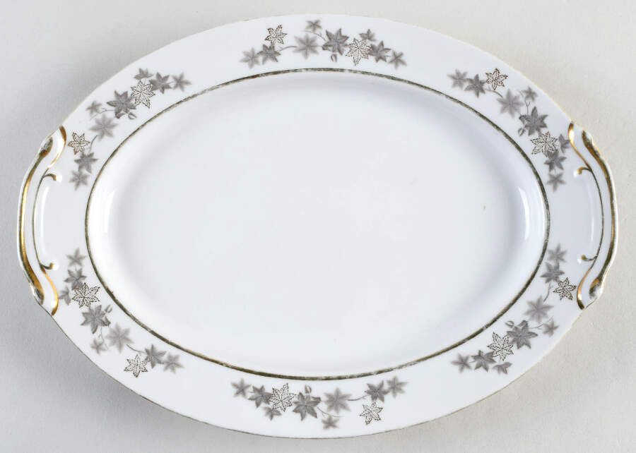 Golden Silhouette 11" Oval Serving Platter by Empress (Japan)-1